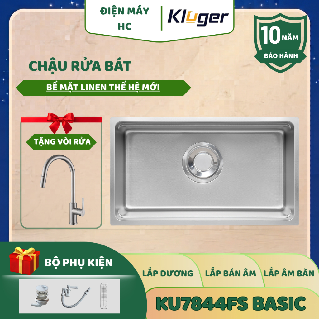 Chậu rửa chén Kluger KU7844FS Basic - Chậu Rửa Tối Giản, Sang Trọng