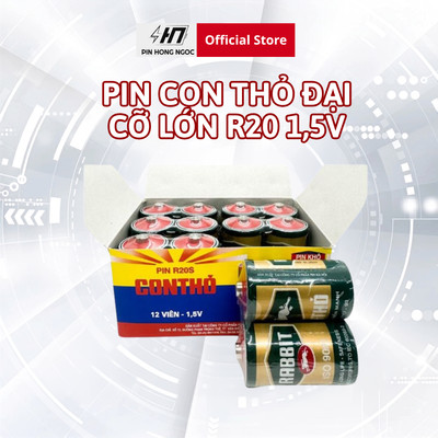 Pin con thỏ đại 1 hộp 12 viên R20S 1,5V cỡ pin D