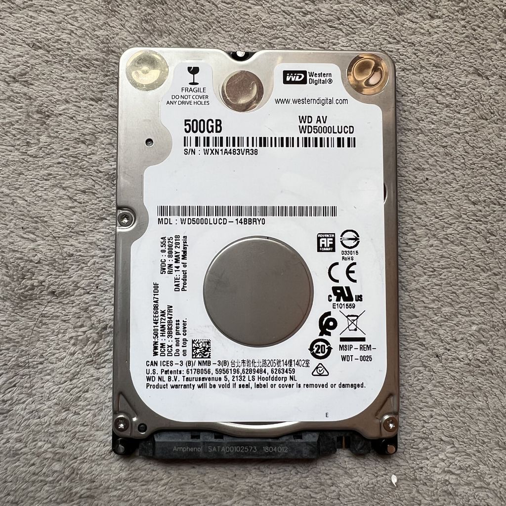 Ổ Cứng Laptop HDD WD 500GB 2.5 Inch WD5000LUCD Tháo Máy - Sức Khỏe 100% Good