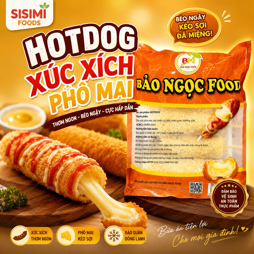 * HOTDOG PHO MAI HÀN QUỐC MOZZARELLA XÚC XÍCH 5 cây
