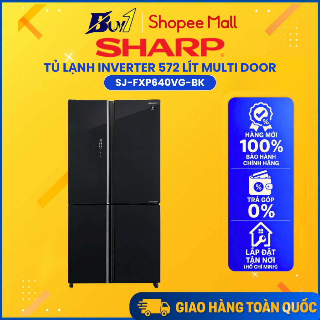 Tủ lạnh 4 cánh Sharp Inverter 572 lít SJ-FXP640VG-BK