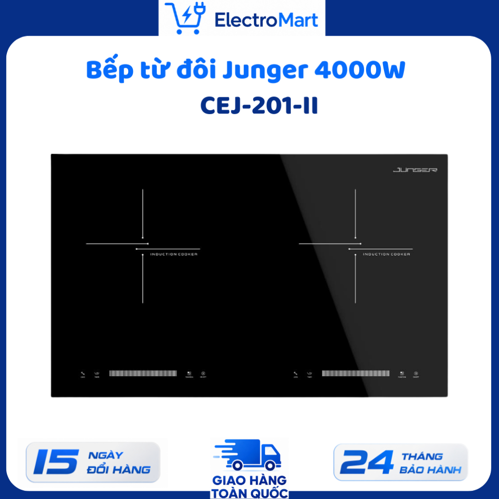 CEJ-201-II Bếp từ đôi Junger 4000W 8 mức nhiệt hẹn giờ khóa an toàn Chính Hãng