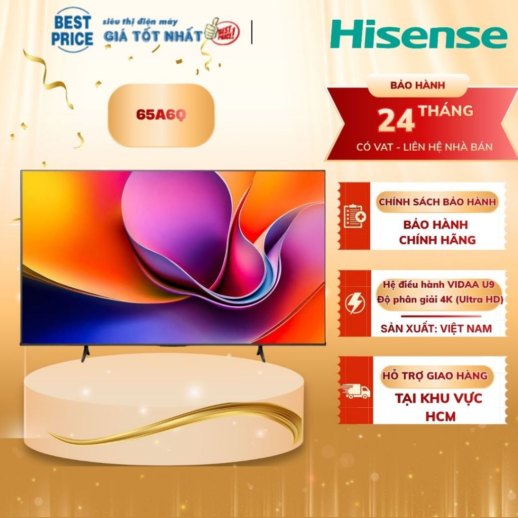 65A6Q Smart Tivi Hisense 4K 65 inch , tìm kiếm giọng nói qua ứng dụng Vidaa