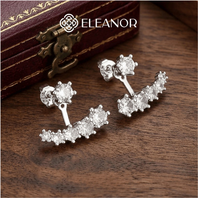 Bông tai chuôi bạc 925 Eleanor Accessories đính đá khuyên tai nữ phụ kiện trang sức 5565