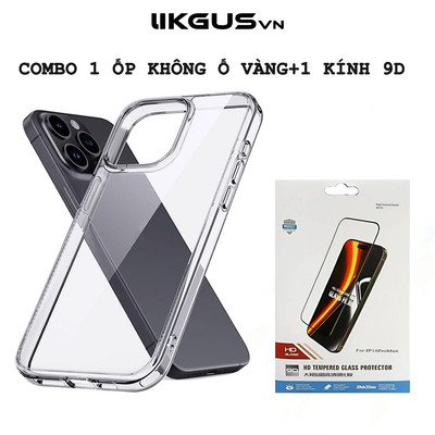 COMBO TIẾT KIỆM Ốp Không Ố Vàng+Kính Trong Suốt 9D Kuzoom dánh cho máy 12 đến 17promax