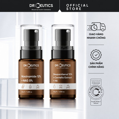 DRCEUTICS Chu Trình Dưỡng Sáng Da Cấp Ẩm Phục Hồi Niacinamide 12% NAG 5% 30g + Dexpanthenol 10% Centella Extract HA 30g
