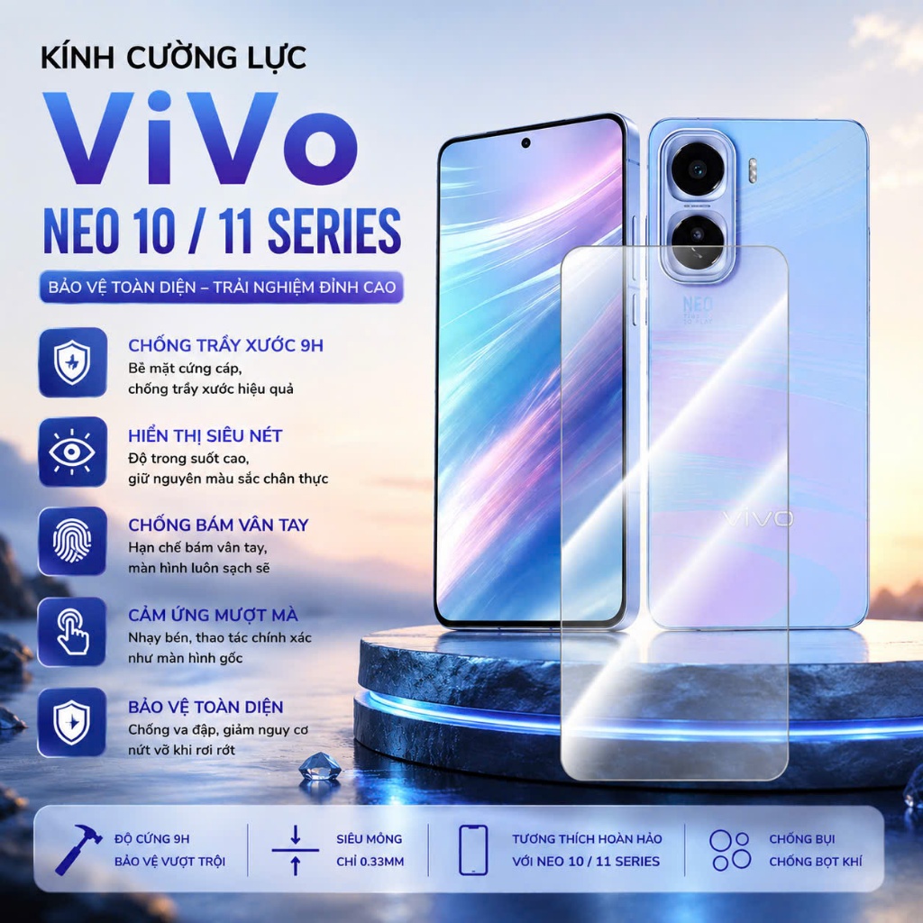 Kính Cường Lực Vivo iQOO Neo 11/ NEO 11 PRO/ Neo 10/ Neo 10 Pro/ Neo 10 Pro+ iQOO Neo9/ Neo9 PRO/ Ne
