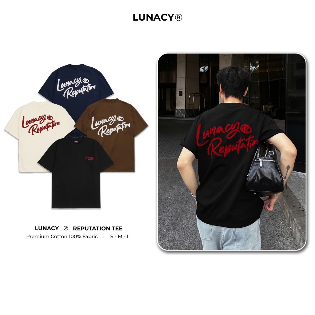 Áo Thun Thêu Xù REPUTATION Local Brand LUNACY Form Oversize Nam Nữ Unisex Chất Liệu Cotton Dày Dặn