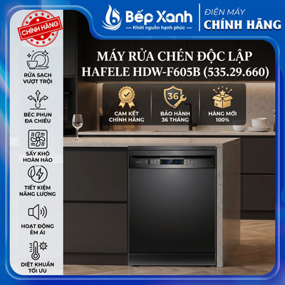[FREESHIP HCM] Máy rửa chén độc lập Hafele HDW-F605B (535.29.660) - 15 bộ