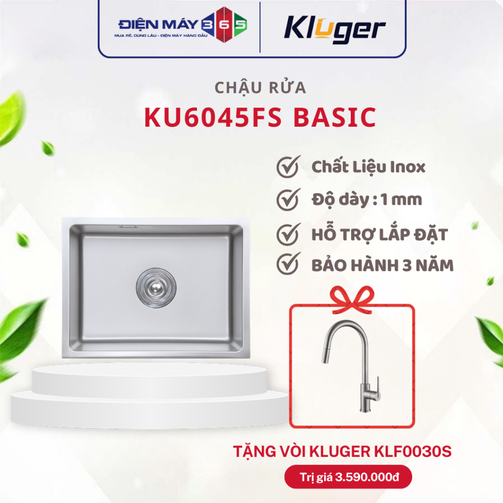 Chậu rửa bát Kluger KU6045FS Basic gọn gàng, tiện lợi