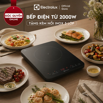 [Mới - Độc quyền Online] Tặng nồi - Bếp từ đơn Electrolux 2000W Series 300 ETIS450RGAE