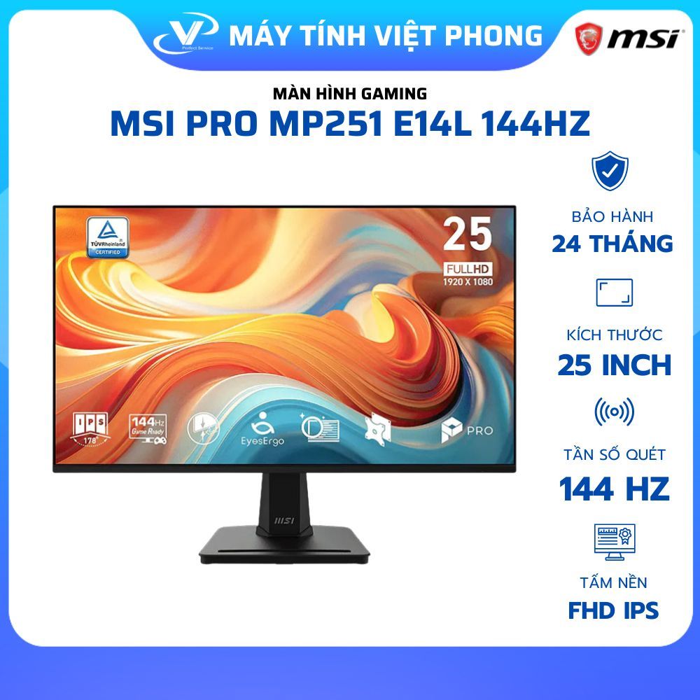 MÀN HÌNH GAMING 144HZ MSI PRO MP251 E14L (24.5 inch/FHD/IPS/144Hz/1ms) - CHÍNH HÃNG BẢO HÀNH 2 NĂM