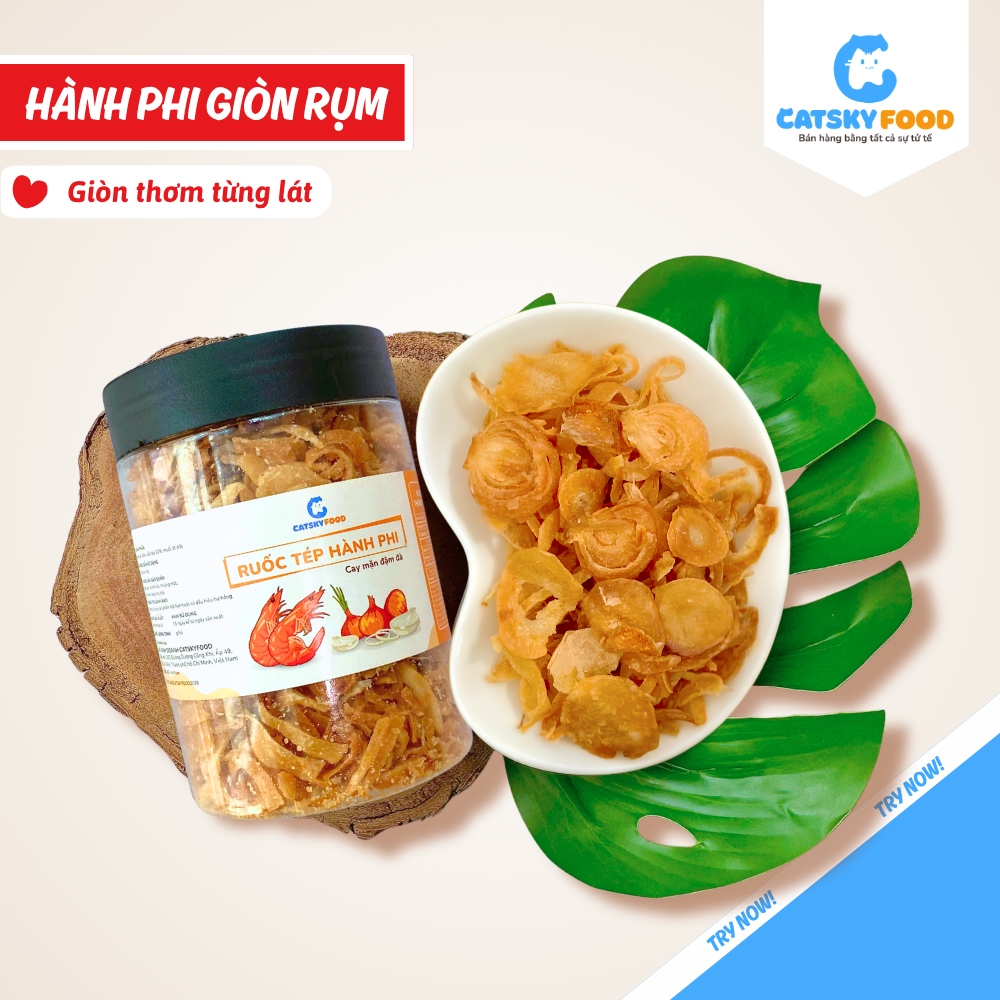 Hành Phi Nguyên Miếng CATSKY FOOD thơm ngậy béo bùi topping ăn kèm bánh tráng phơi sương