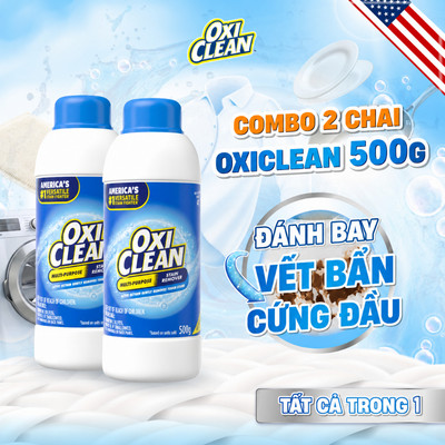 Combo 2 Chai Bột tẩy vết bẩn đa năng Oxiclean giúp sạch vết bẩn quần áo, đồ gia dụng, vệ sinh nhà tắm nhà bếp hiệu quả