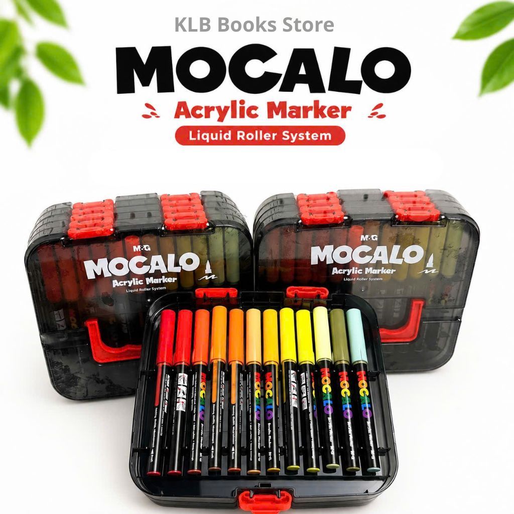 Màu M&G Acrylic Marker Mocalo, Đầu Bút Brush Tip (Đầu Nhọn Mềm), 36/48/60 Màu, Hộp Nhựa Có Quai Sách