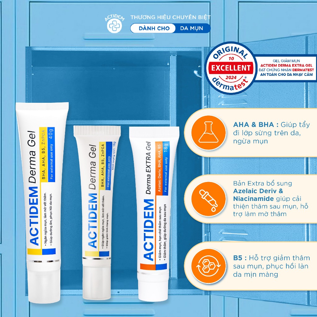 [Tặng Khăn Ma Thuật Cho Đơn Từ 399k] Gel giảm mụn Actidem Derma Gel 18/40gr