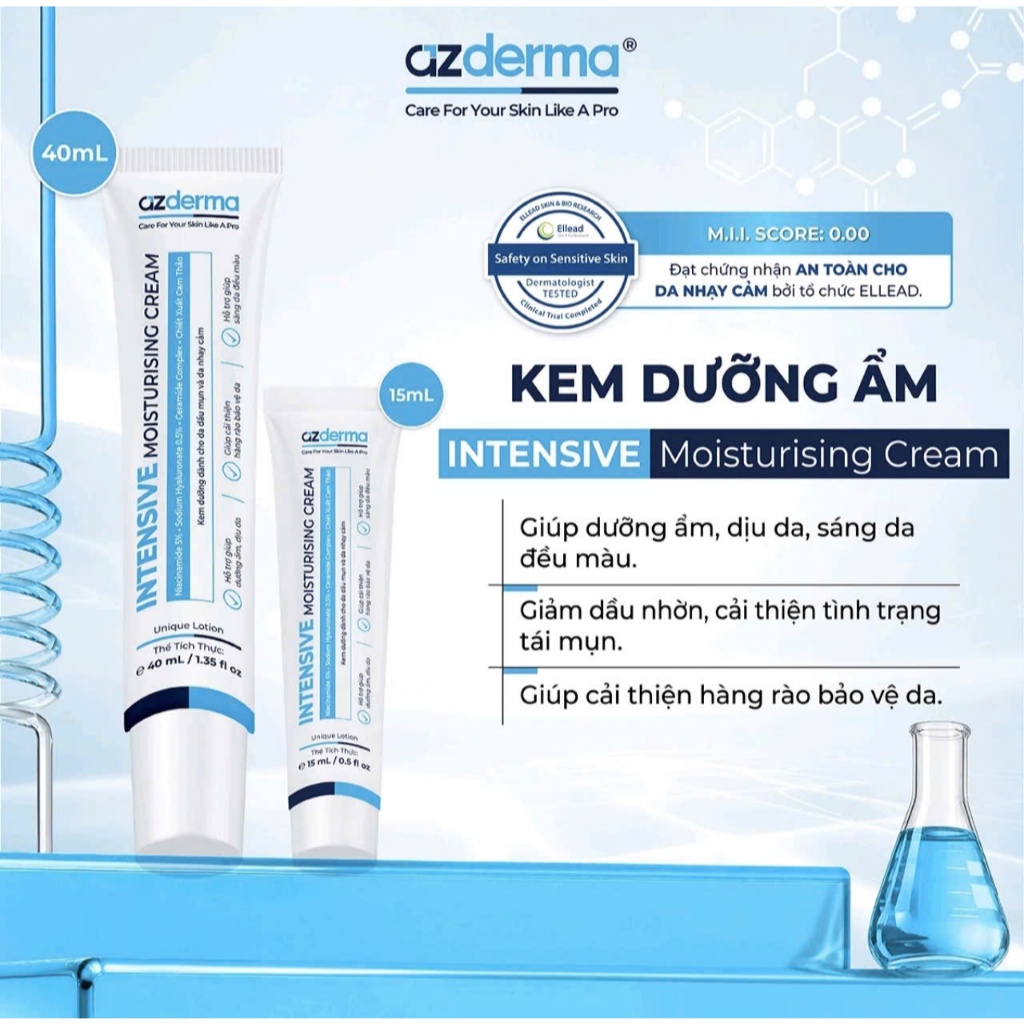 [CHÍNH HÃNG] Kem dưỡng ẩm, cải thiện hàng rào da Intensive Moisturising Cream Azderma