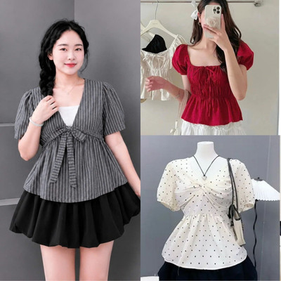 Tổng Hợp Áo Babydoll Bigsize Nữ Dáng Peplum Vạt Xòe Ngắn Dễ Thương Cho Nàng Chubby 55-92kg