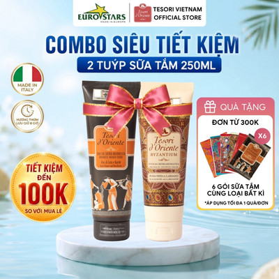 Combo 2 Sữa tắm nước hoa Tesori d'Oriente 250ml Nhập khẩu Chính hãng Ý - Dưỡng ẩm mịn da, Lưu hương quyến rũ đến 8H