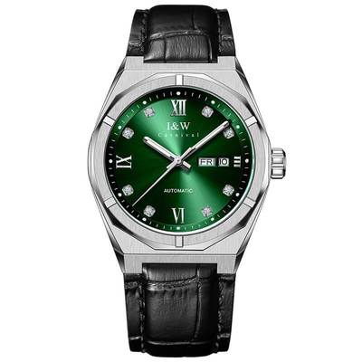 Đồng hồ nam chính hãng I&W Carnival 751G-D5,Kính sapphire,Chống nước 50m,BH24 tháng,Máy Cơ Automatic,dây da đen xịn