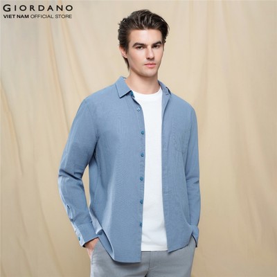 GIORDANO Áo Sơ Mi Nam Dài Tay Men Linen Cotton Long-Sleeve Shirt 01046211