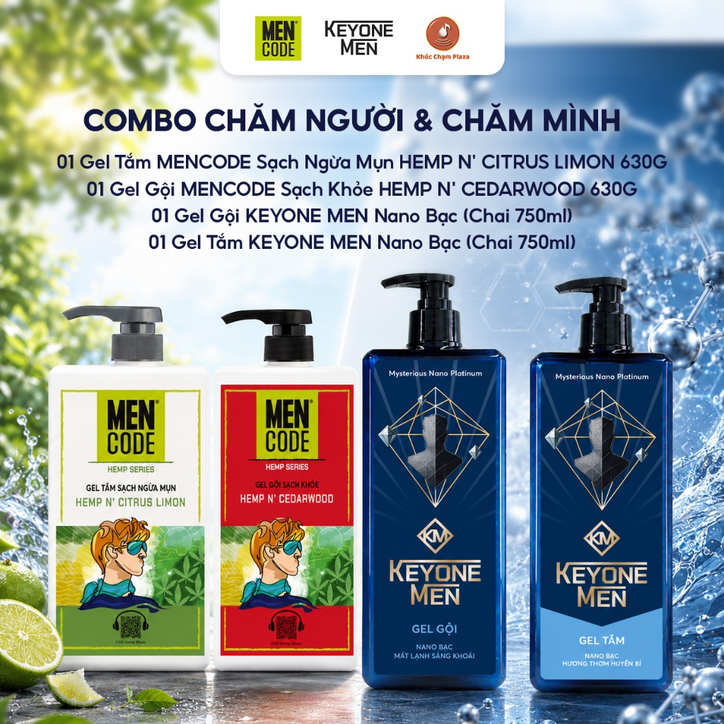 [COMBO NAM GIỚI] MENCODE - KEYONEMEN Tắm Gội Siêu Tiết Kiệm |630G - 750ML