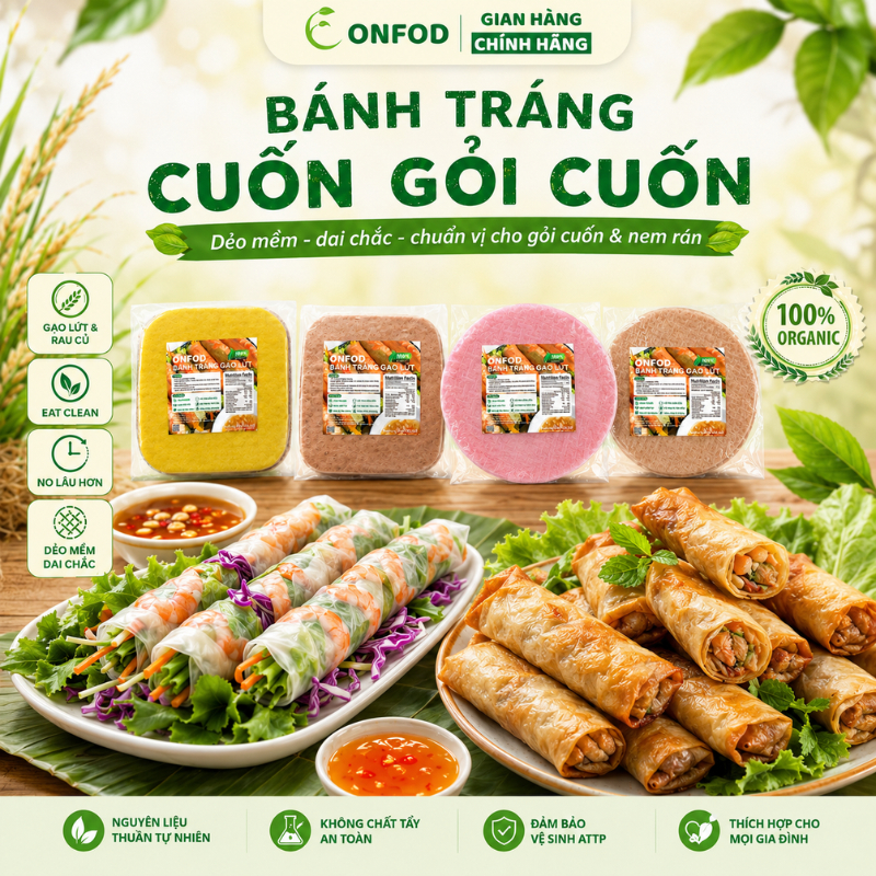 Bánh tráng cuốn gỏi cuốn healthy eatclean ONFOD bánh tráng gạo lứt ăn kiêng giảm cân