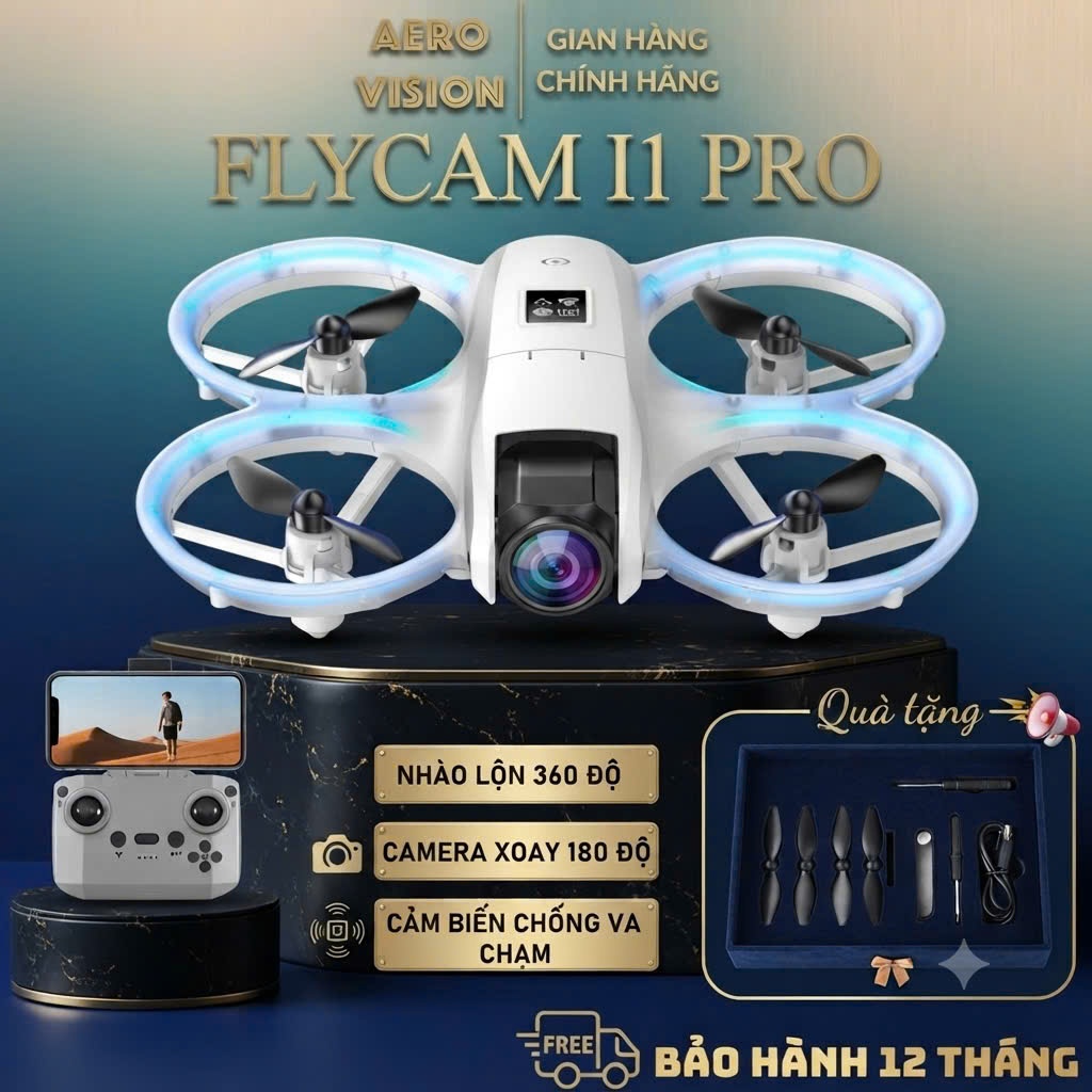 Flycam I1 Pro, dễ dàng với người tập chơi, tua vít, dây sạc, cánh thay thế, Drone mini, Flycam mini