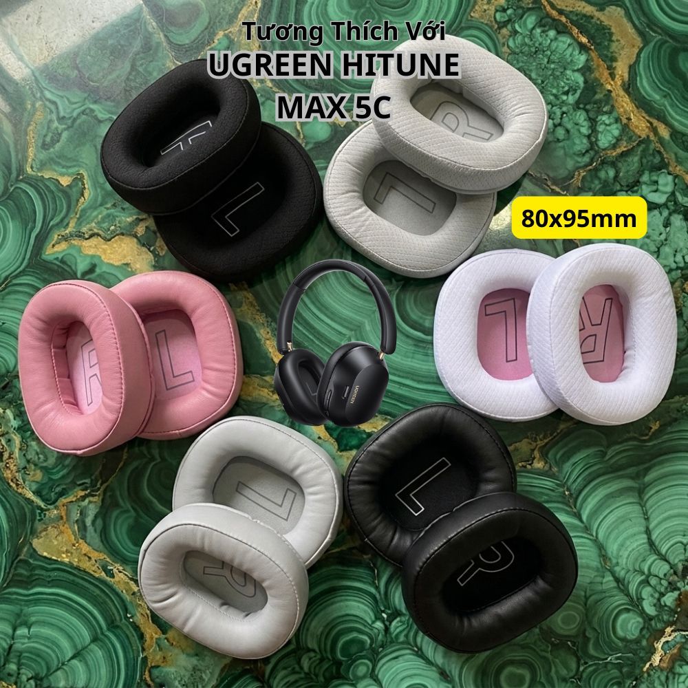 Đệm Tai Nghe Cho UGREEN HiTune Max5C 80x95mm Da PU Vải Lưới Êm Ái Thay Thế Ear Pad Cao Cấp