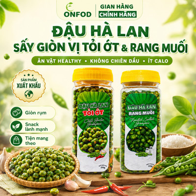 Đậu hà lan tỏi ớt rang muối sấy giòn ONFOD ăn vặt giảm cân eatclean healthy
