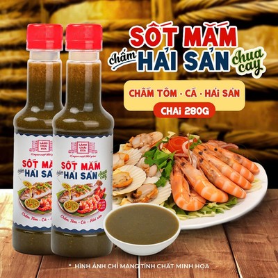 Combo 2 Chai Sốt Mắm Chấm Hải Sản Chua Cay Làng Chài Xưa 280g Chấm tộm, cá hải sản rất ngon
