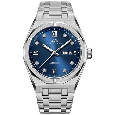 Đồng hồ nam chính hãng I&W Carnival 751G-T2 Kính sapphire,Chống nước 50m,BH 24 tháng,Máy Cơ Automatic,dây thép