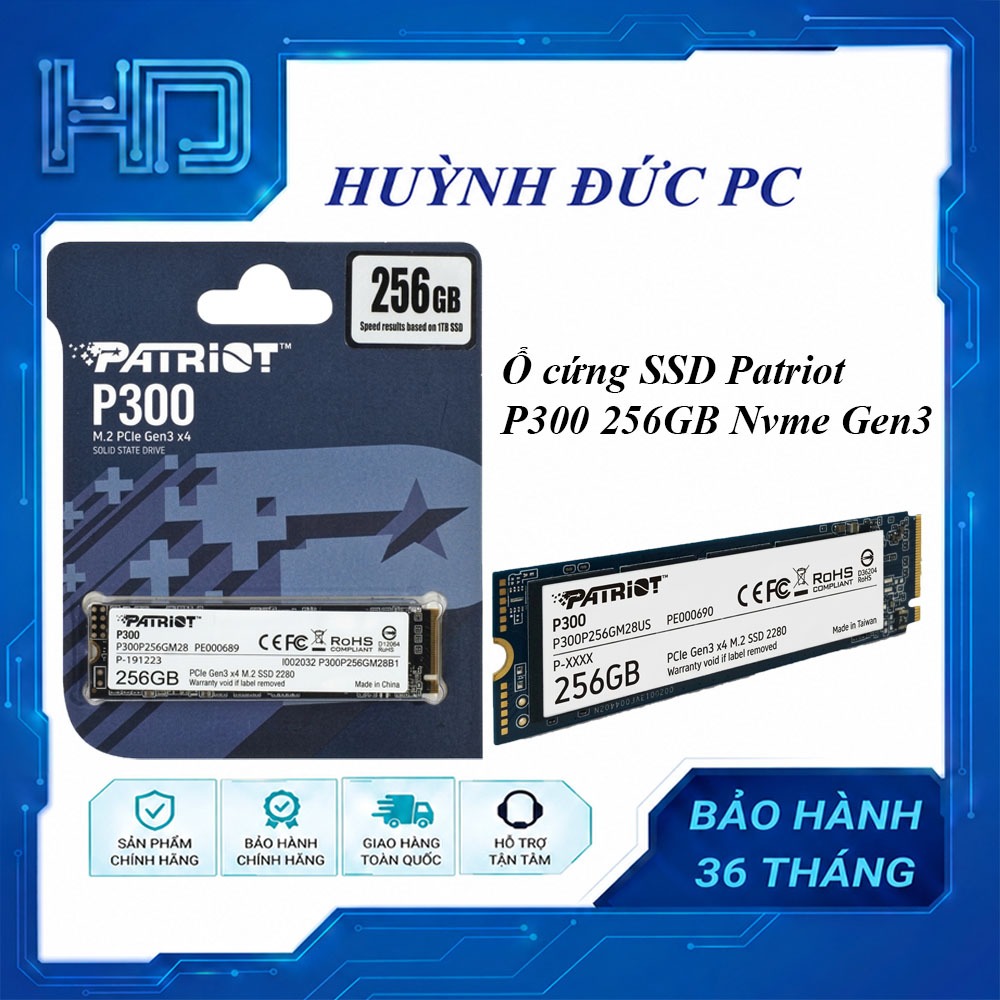Ổ CỨNG SSD PATRIOT P300 256GB NVMe M.2 PCIe