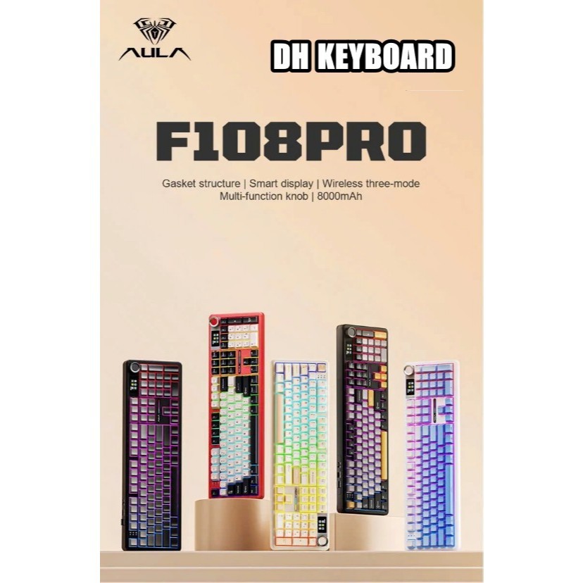 (NEW- SẴN) AULA F108 PRO / F108 Bàn phím cơ không dây FULLSIZE  - Hotswap - RGB-FULLFOAM