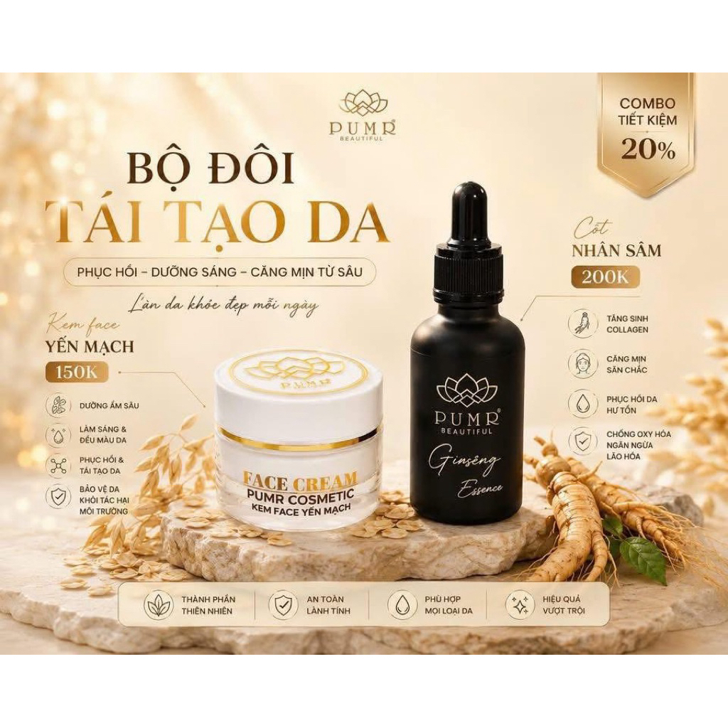 COMBO CỐT SÂM 50ML  + KEM FACE PUMR
