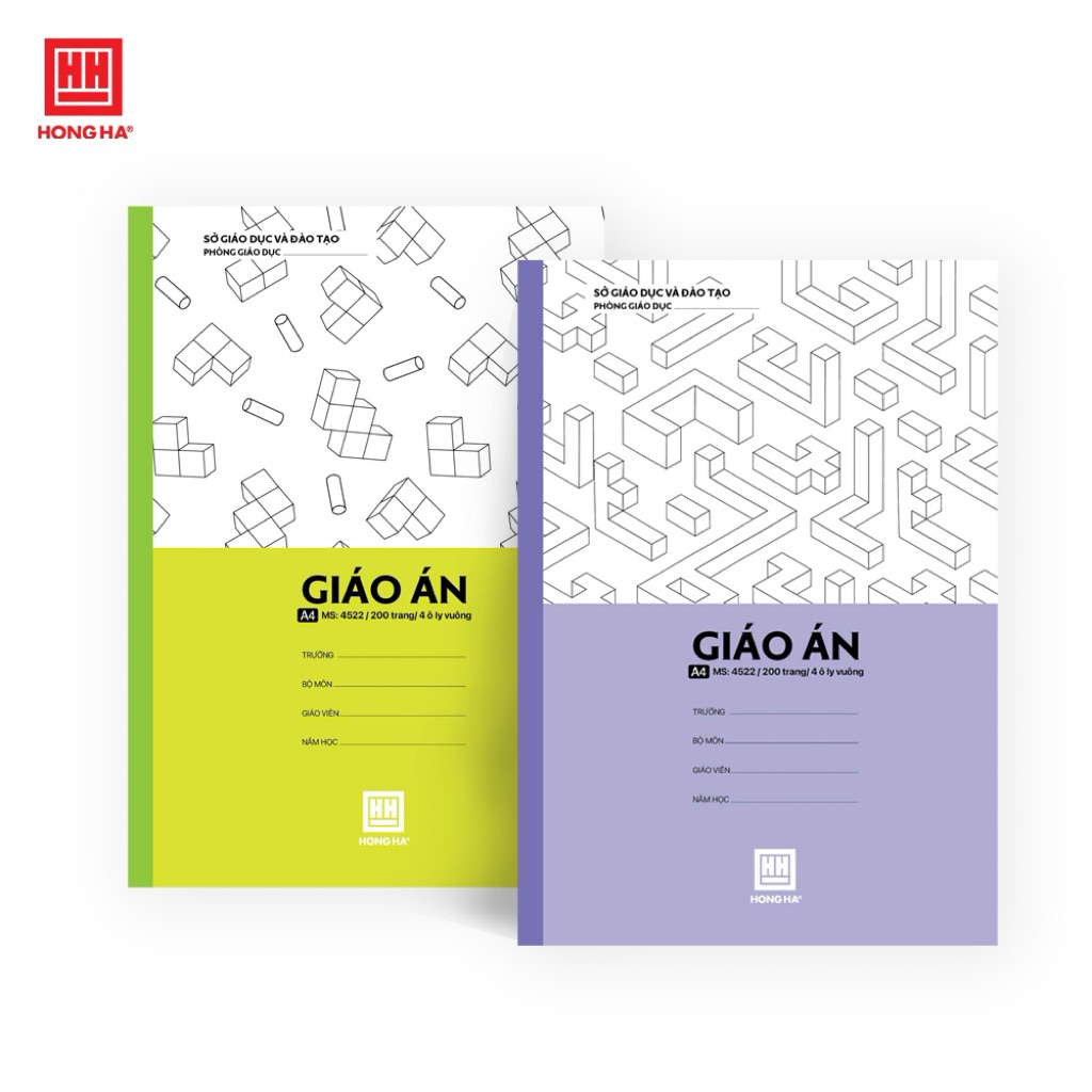 4522 - sổ A4 ô ly 200 trang hồng hà