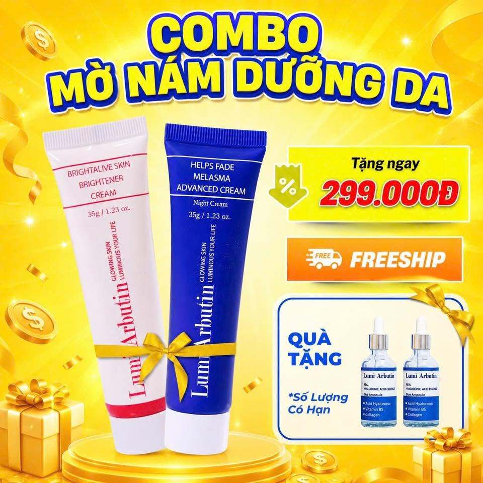 Combo Lumi Lớn 35 gam tặng 2 tiết kiệm hỗ trợ mờ nám Lumi Arbutin