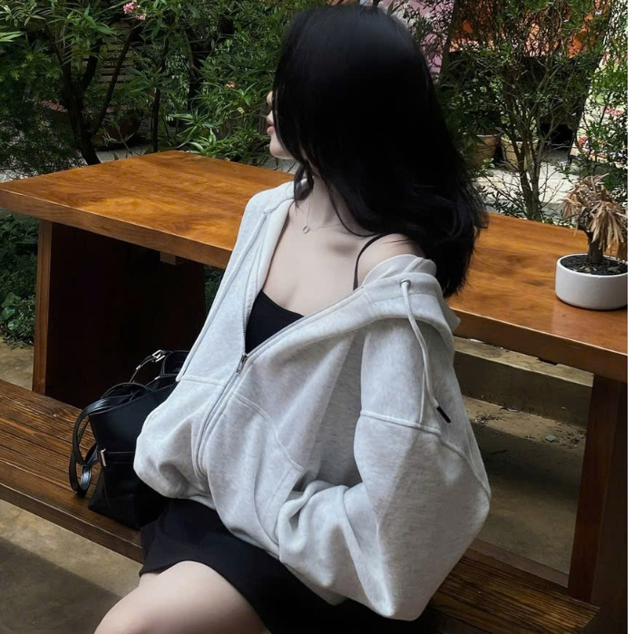 [ NÓN RẤT TO, KHÓA 2 ĐẦU, NỈ ÉP ] Áo Khoác Hoodie Zip Mon Studio Tag Kim Loại, Vải Nỉ Ép, Form Boxy 