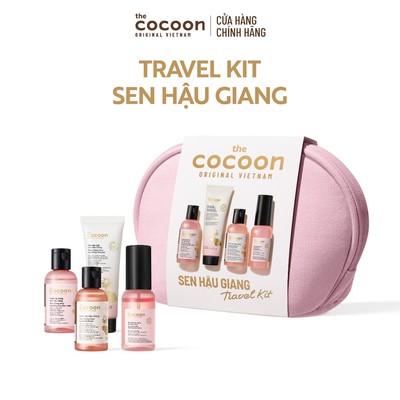 Travel Kit Sen Hậu Giang – 4 chai 50ml tẩy trang, rửa mặt, nước sen (toner) & xịt dưỡng sen – tiện lợi & nhỏ gọn