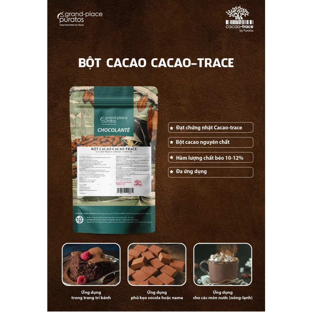 Bột CACAO, Bột CACAO NGUYÊN CHẤT Puratos, bột cacao Làm Bánh, Pha Đồ Uống, cocoa powder