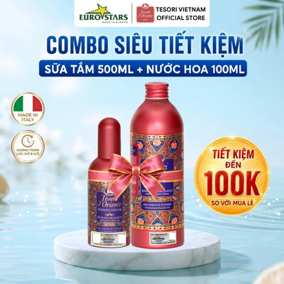 Set sữa tắm 500ml và nước hoa dạng xịt Tesori d'Oriente 100ml cao cấp hương thơm quyến rũ lưu hương đến 8 giờ