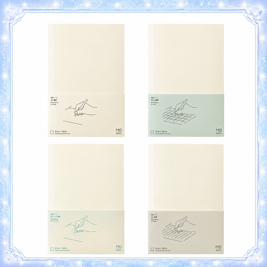 Sổ tay Midori MD Notebook A5 nhiều kiểu ruột trơn kẻ ngang ô vuông chấm