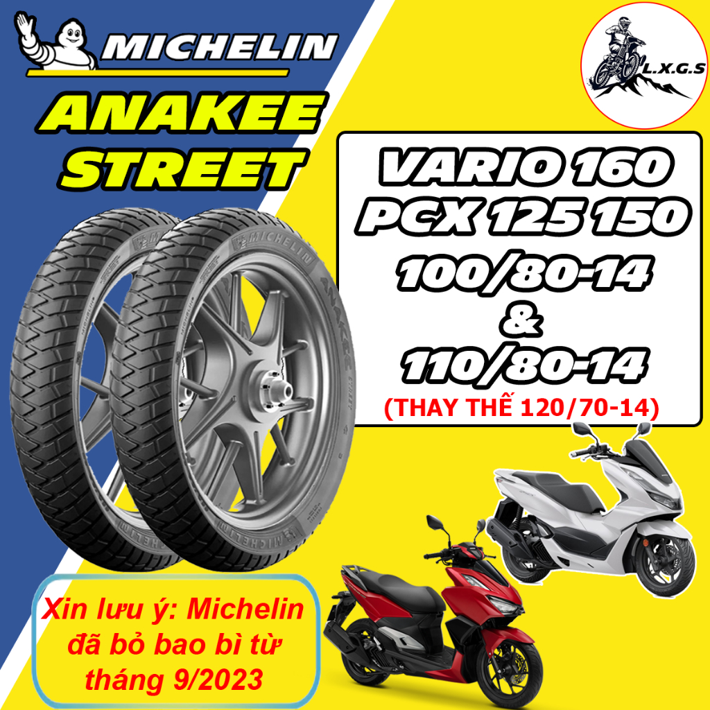 (ANAKEE STREET - 100/80-14& 110/80-14 - VARIO 160) Vỏ lốp xe Michelin Anakee Street cho Vario 160