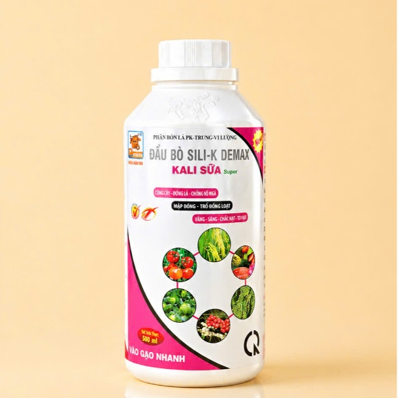 KALI SỮA Đầu Bò Phước Hưng, chai 500ml, sày 1hecta, vô gạo nhanh, nặng kí, sáng hạt, dưỡng xanh lá.