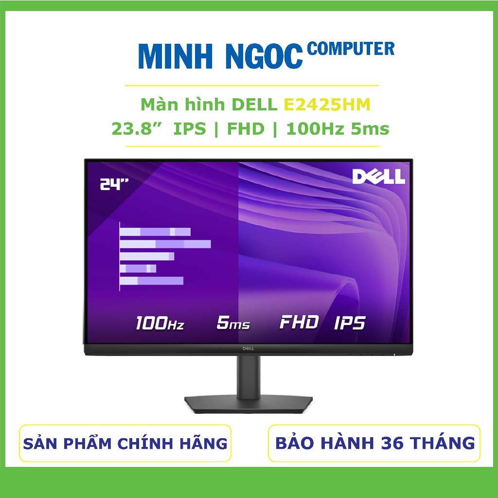 Màn hình văn phòng DELL E2425HM | 23.8inch, Full HD, IPS, 100Hz, 5Ms, Bảo hành 36 tháng
