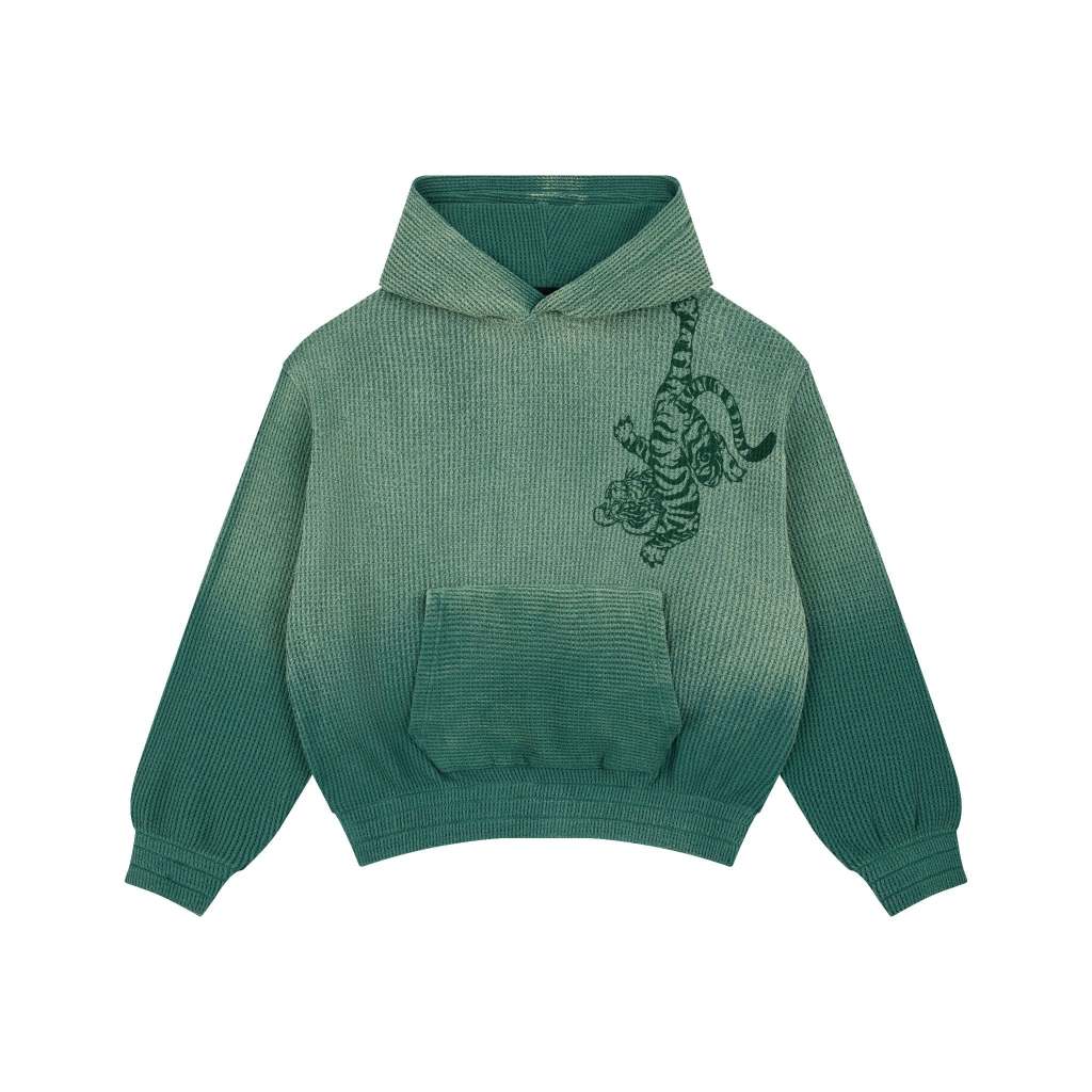 Aa stu - Áo Hoodie Zip Aastu Tiger Waffle Form Boxy Vải Waffle Local Brand Unisex / Green