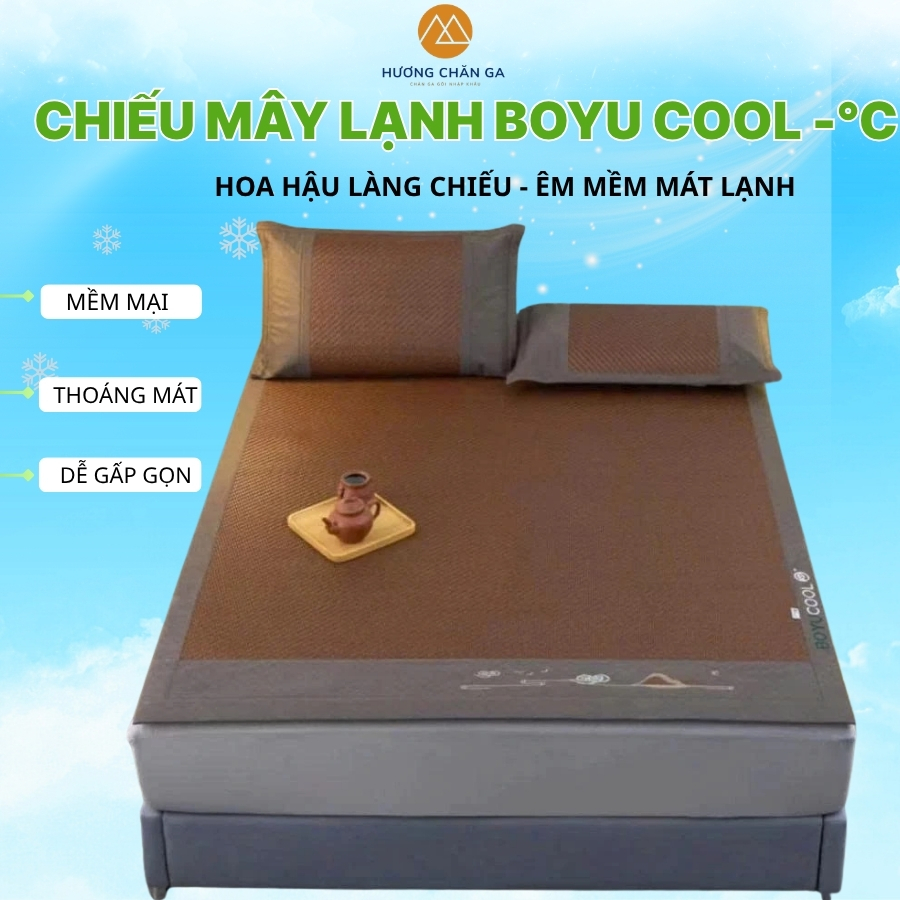 Chiếu mây lạnh COOL viền da hàng nhập khẩu cao cấp đủ size m5, m6 ,m8 ,2m2 - Hương chăn ga