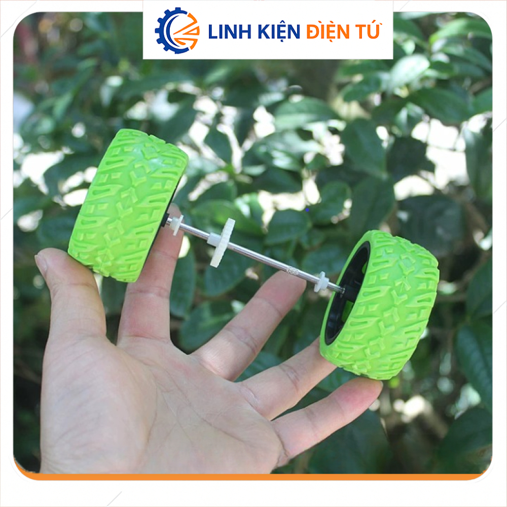 [Linh Kiện Điện Tử][G68] Bộ 2 Bánh Xe Kèm Trục 3mm (Có Kèm Bánh Răng Ở Trục)
