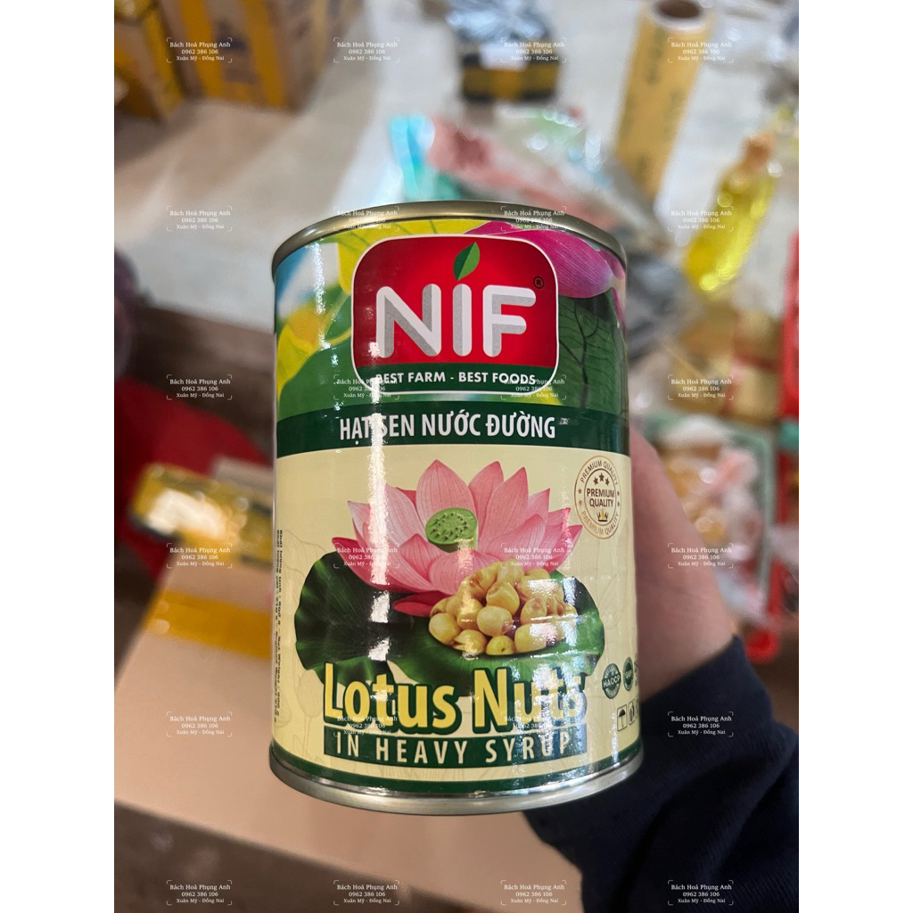Hạt Sen Ngâm Nước Đường, Sen Tươi Ngâm Đường NIF - Hộp 560g