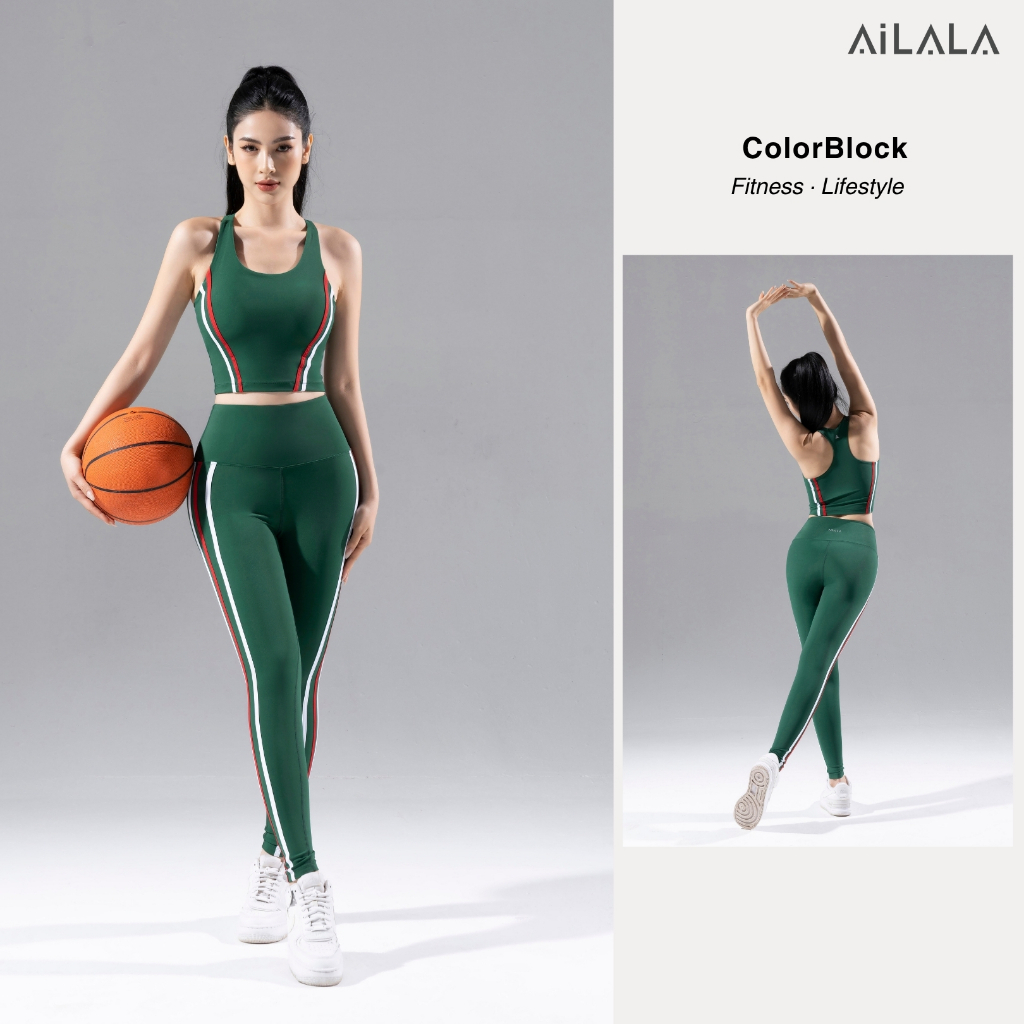 AiLALA LUX09 Bộ Đồ Tập Gym Yoga Nữ, Áo Croptop Có Đệm, Quần Legging Cạp Cao Tôn Dáng, Size S-XL